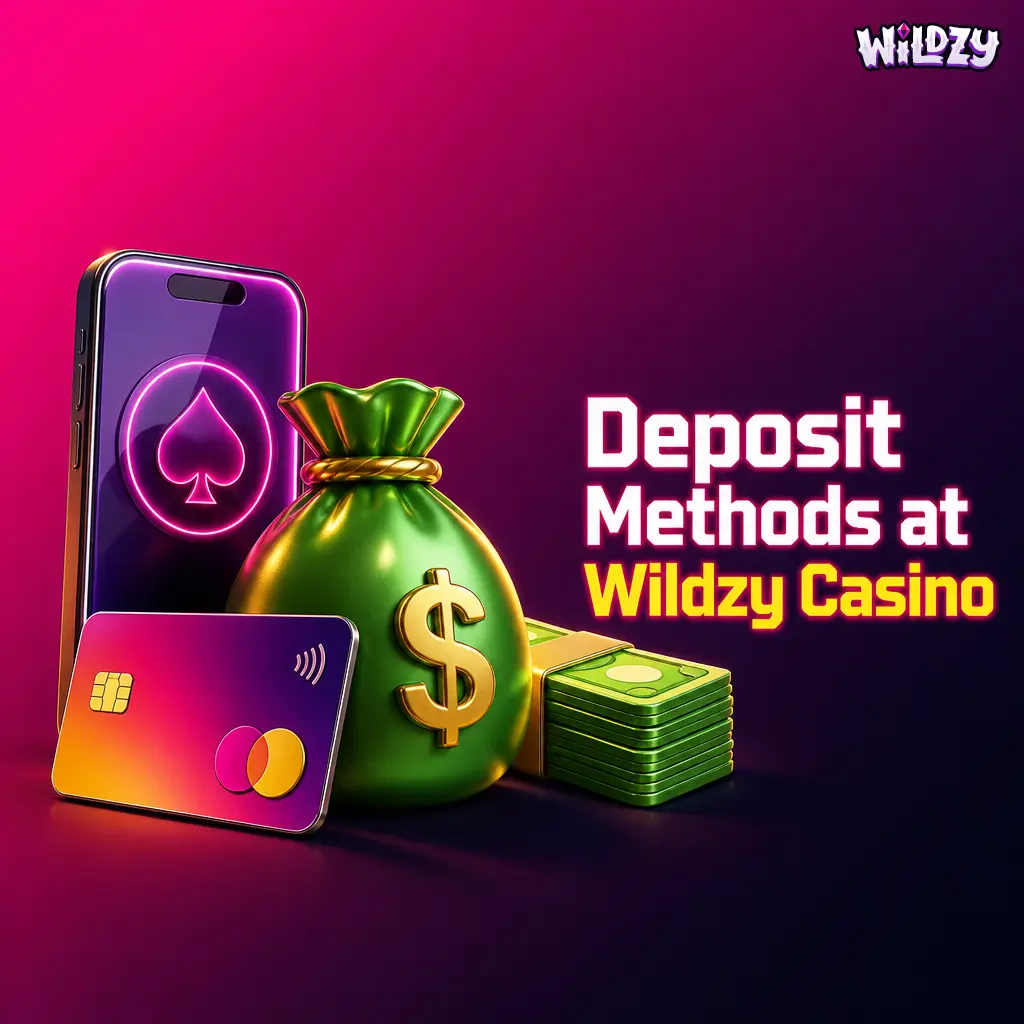 Wildzy Casino deposit methods including Visa, Mastercard, Apple Pay, Revolut and crypto with £10 minimum deposit