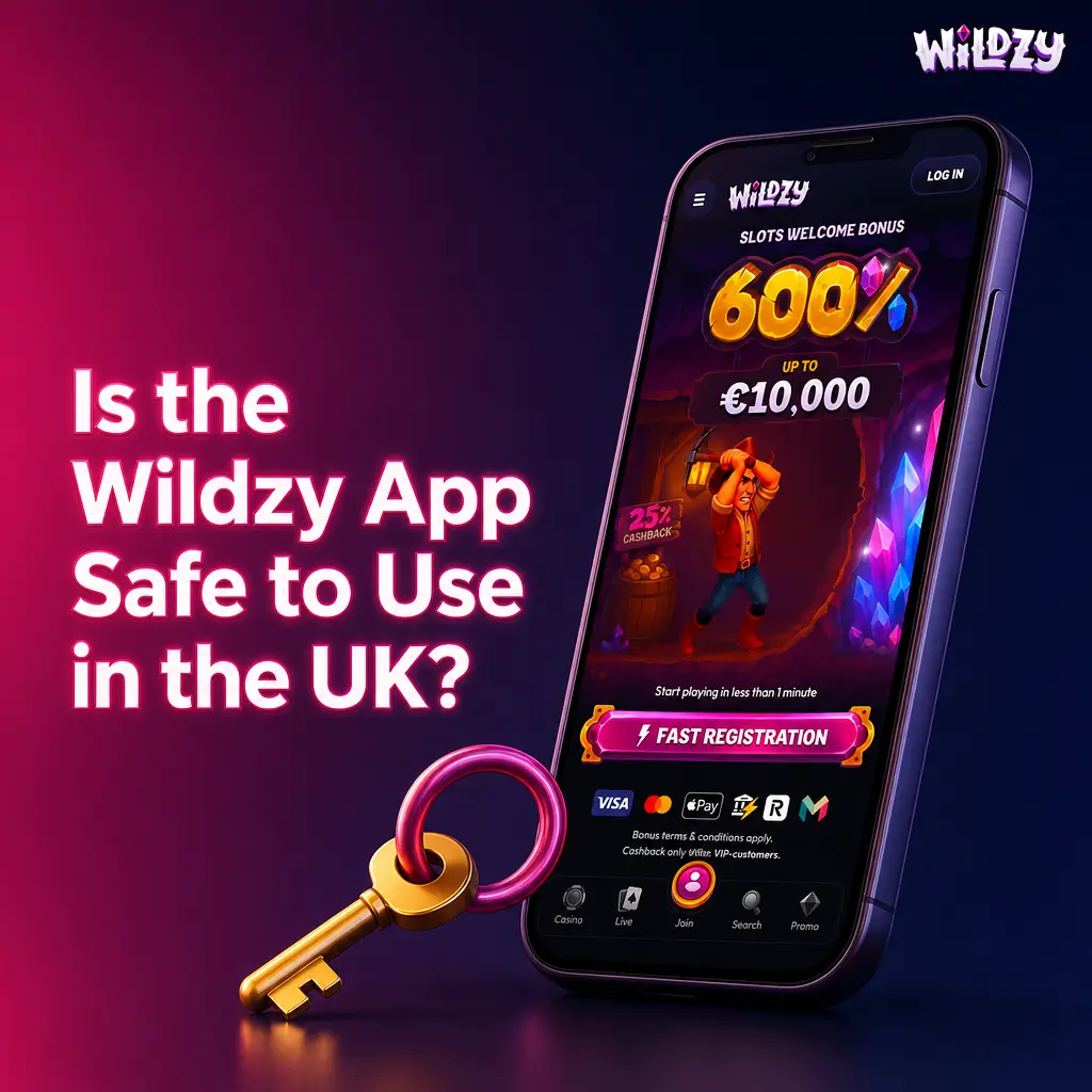 Wildzy app SSL encryption security badge confirming safe real-money transactions for UK players