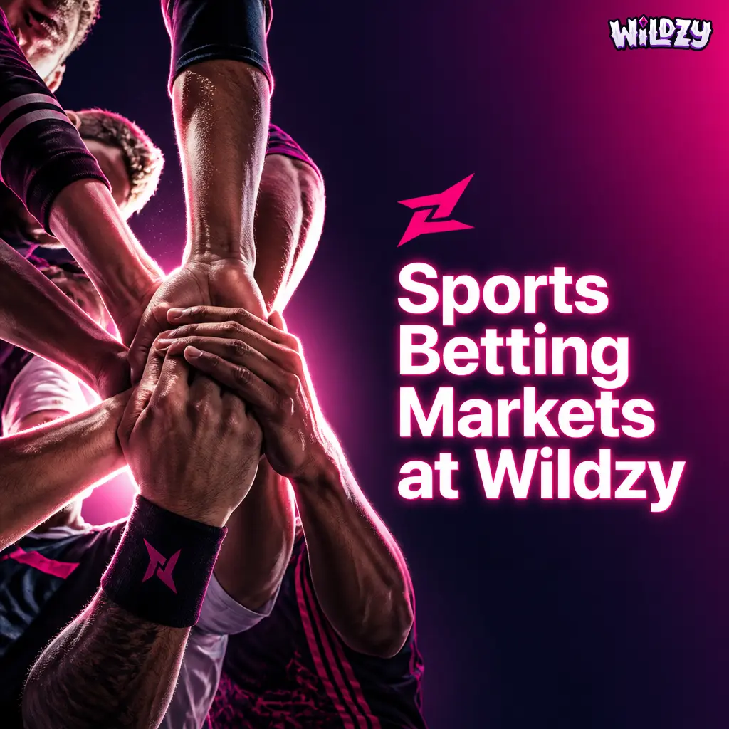 Wildzy sportsbook betting markets including parlays, player props, in-play bets, and bet builder across football and basketball