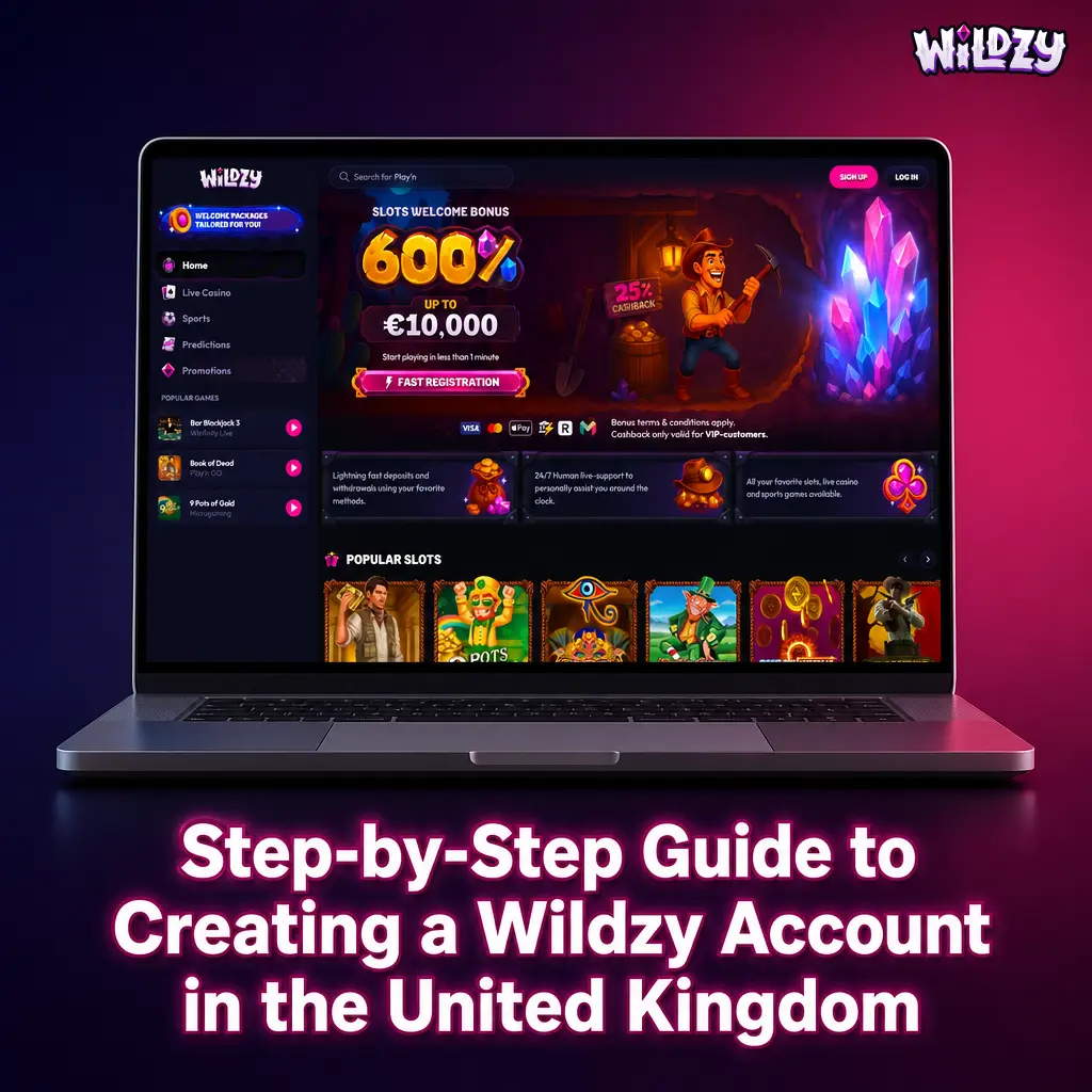 Step-by-step Wildzy account registration guide for UK players showing sign-up form, KYC tips, and common errors to avoid