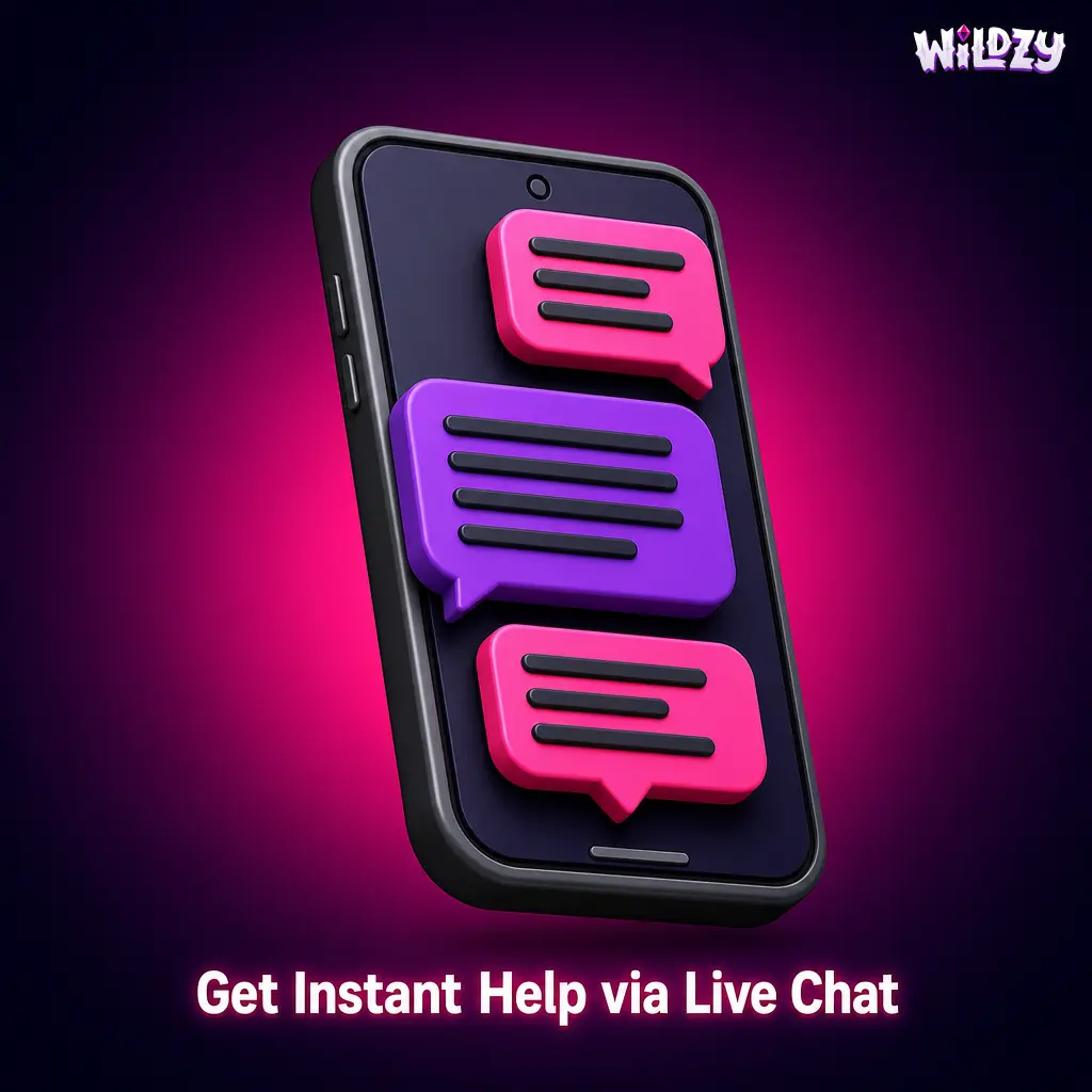 Wildzy live chat support widget icon on website for instant 24/7 customer assistance in under 3 minutes