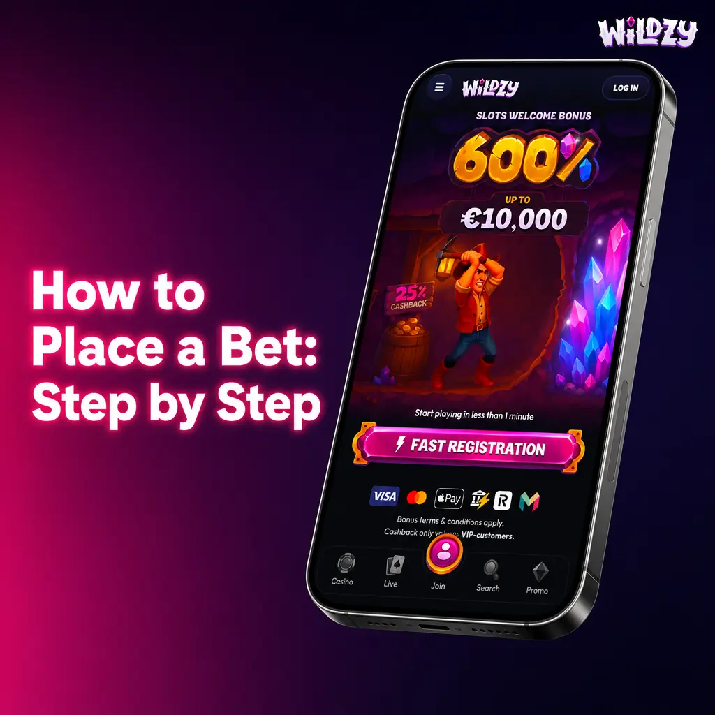 Step-by-step guide to placing a bet on the Wildzy app, from selecting a sport to confirming your wager