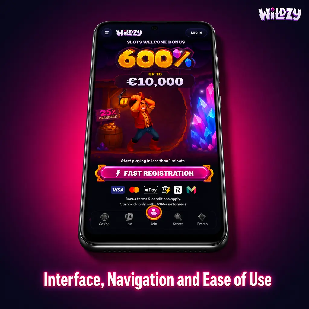 Betway mobile app interface showing bottom navigation bar with sports, casino and live casino sections
