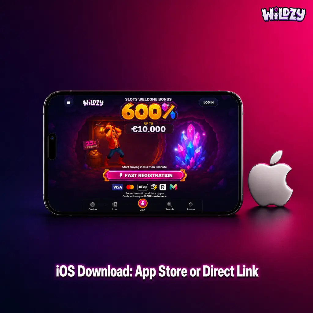 Wildzy iOS app download via App Store or Safari Add to Home Screen option for UK users