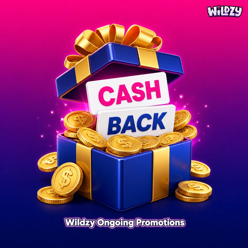 Wildzy ongoing promotions including reload bonuses, cashback, free bets, fortune wheel, and tournament leaderboard offers