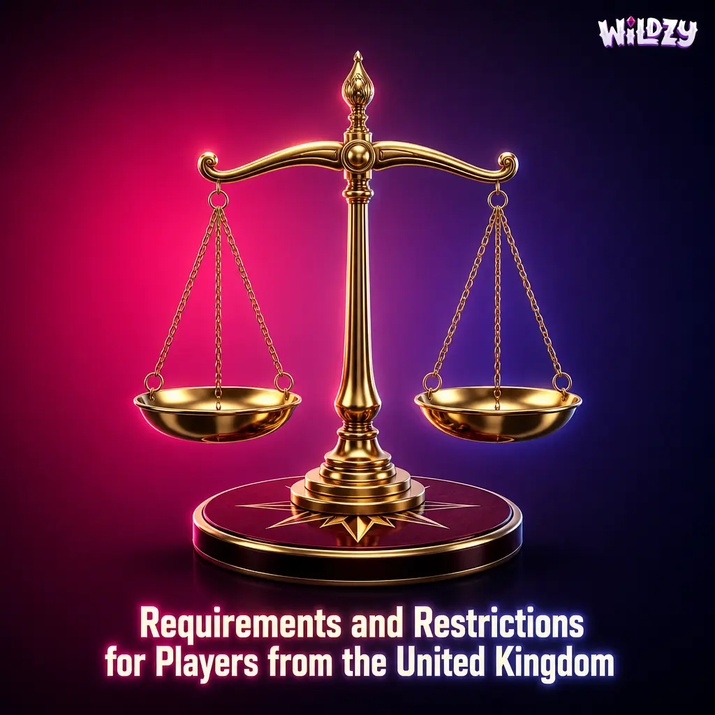 UK player requirements for Wildzy casino: must be 18+, hold valid UK address, and not be registered with GAMSTOP
