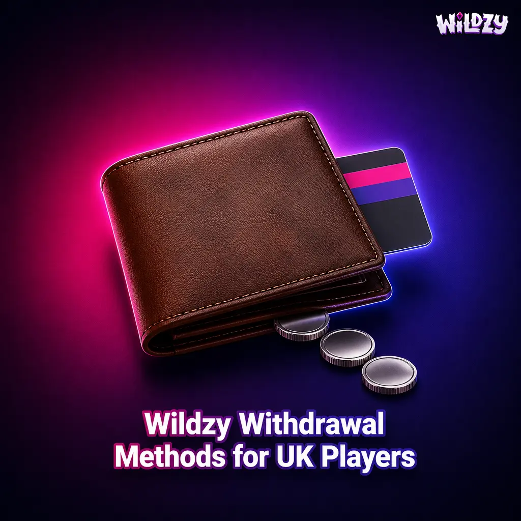 Wildzy withdrawal methods for UK players showing payment options including Visa, Mastercard, Apple Pay, Revolut and crypto